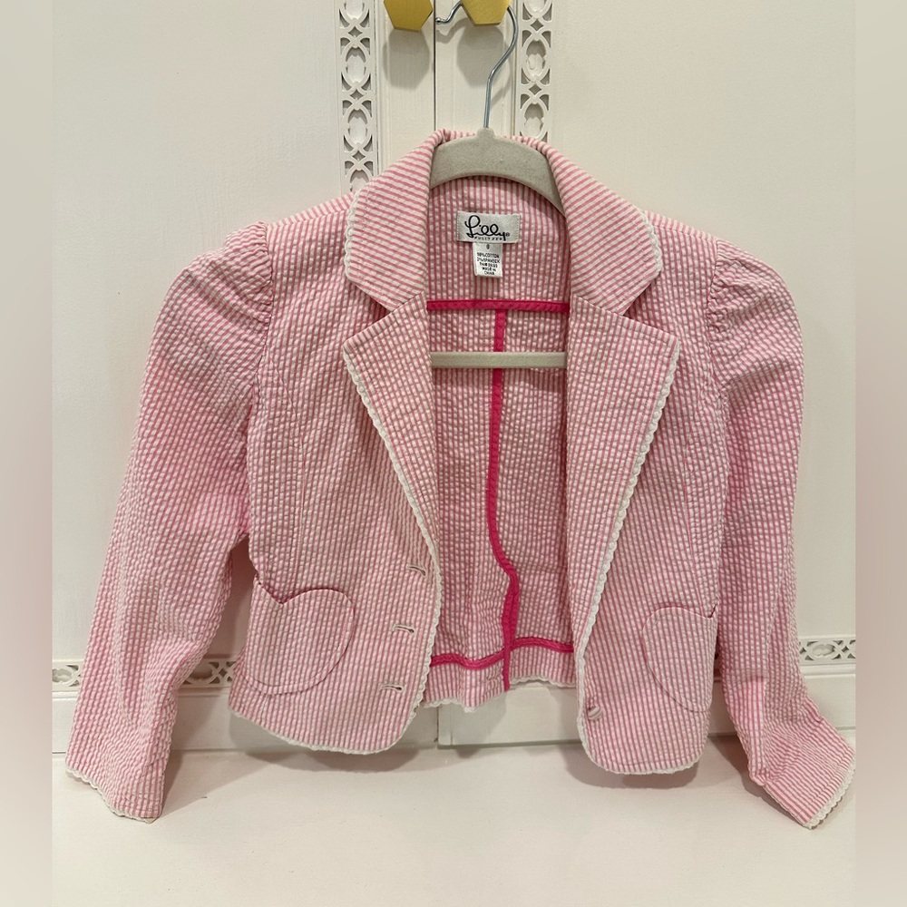 Lilly Pulitzer Pink Searsucker Blazer little girl 8